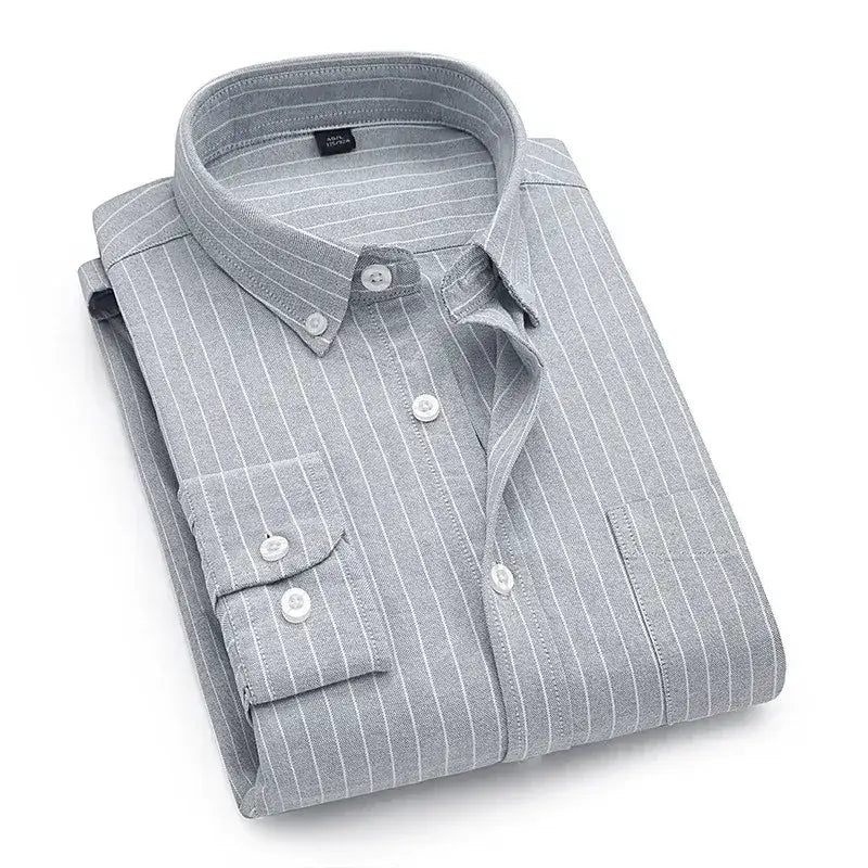 Signature Oxford Shirt - Gray Pinstripe Oxford / S - Signature Oxford Shirt