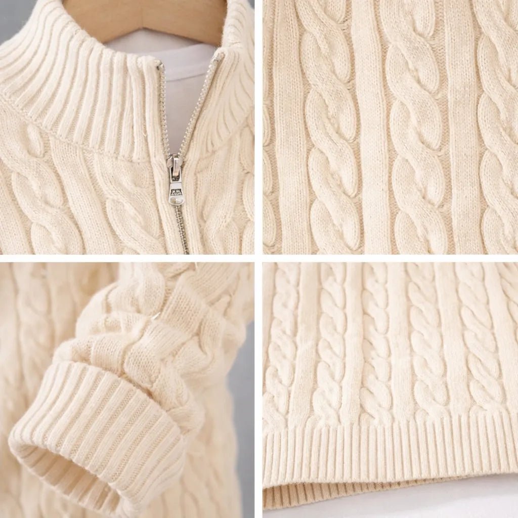 Heritage Cable-Knit Quarter Zip Sweater