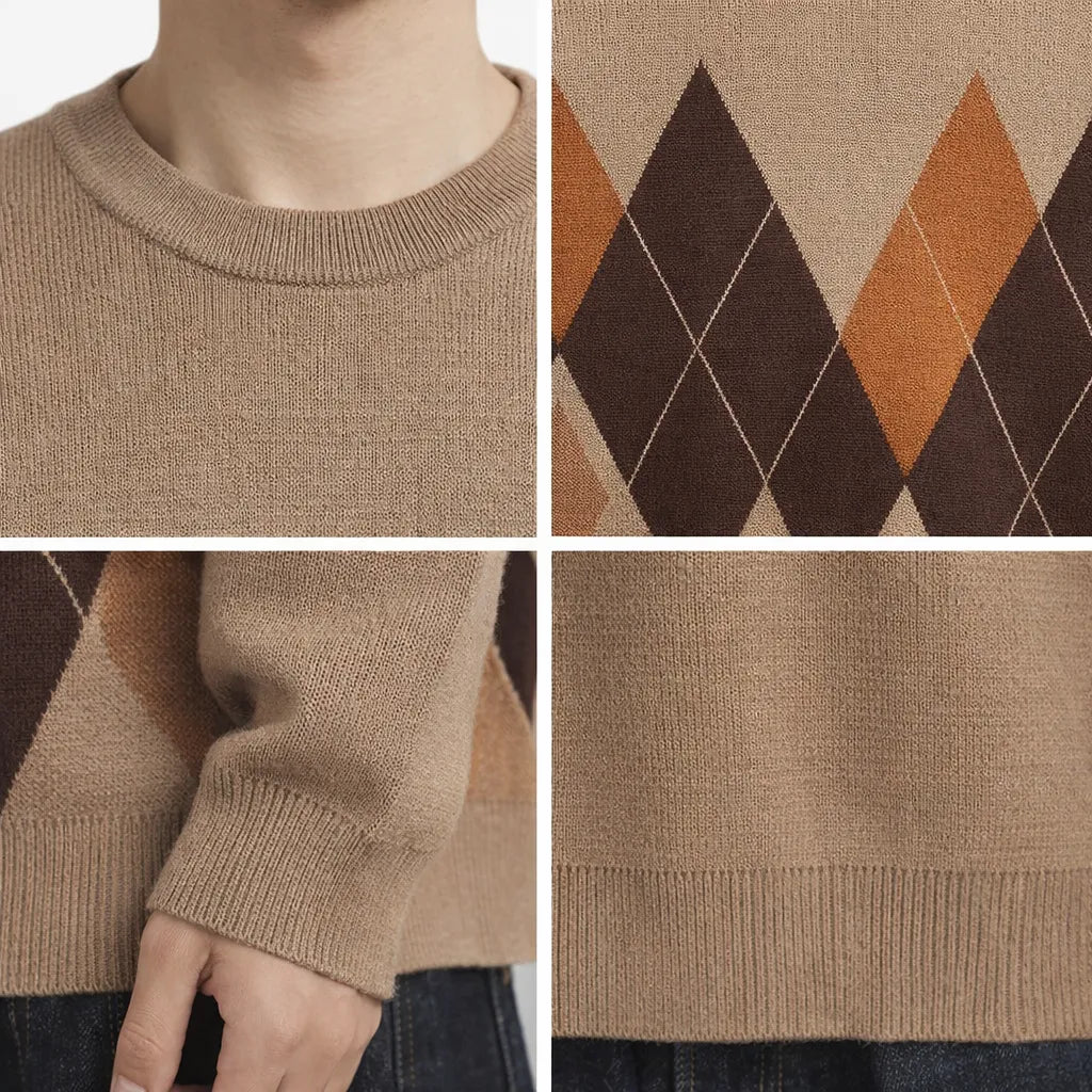 Men’s Heritage Diamond Knit Sweater – Old Money Classic