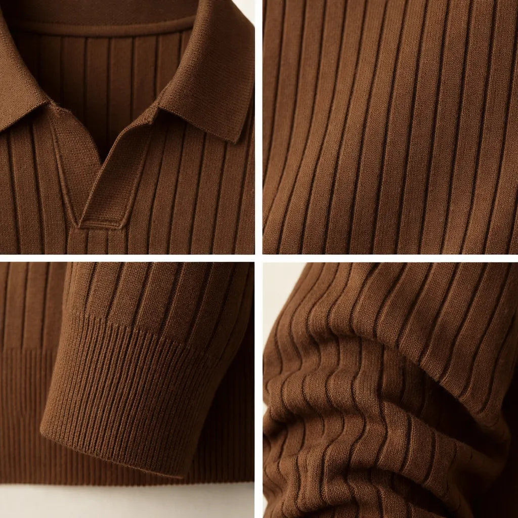 Men’s Long-Sleeve Ribbed Polo – Nazionale