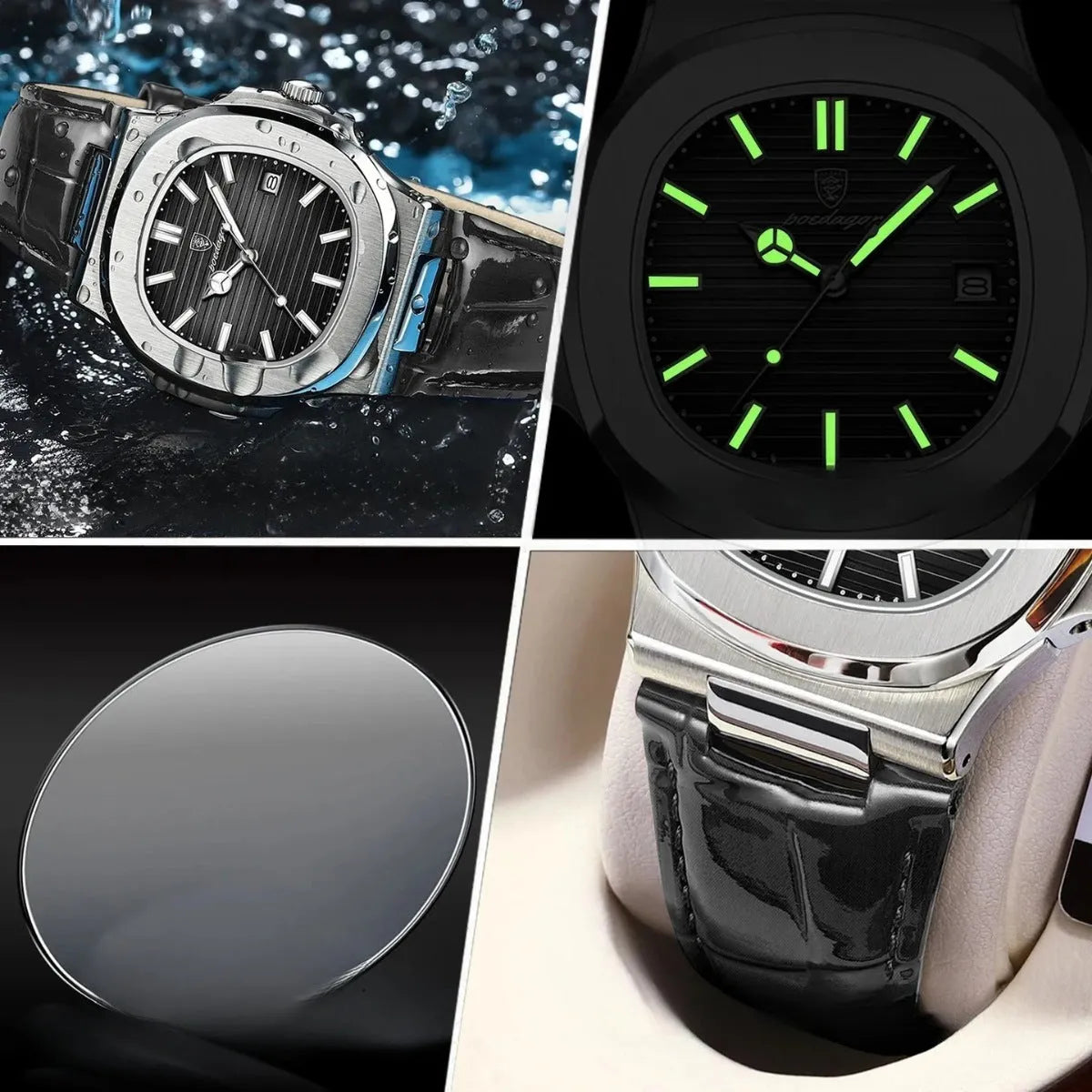 Men’s Black Leather Watch – Westline Luxe