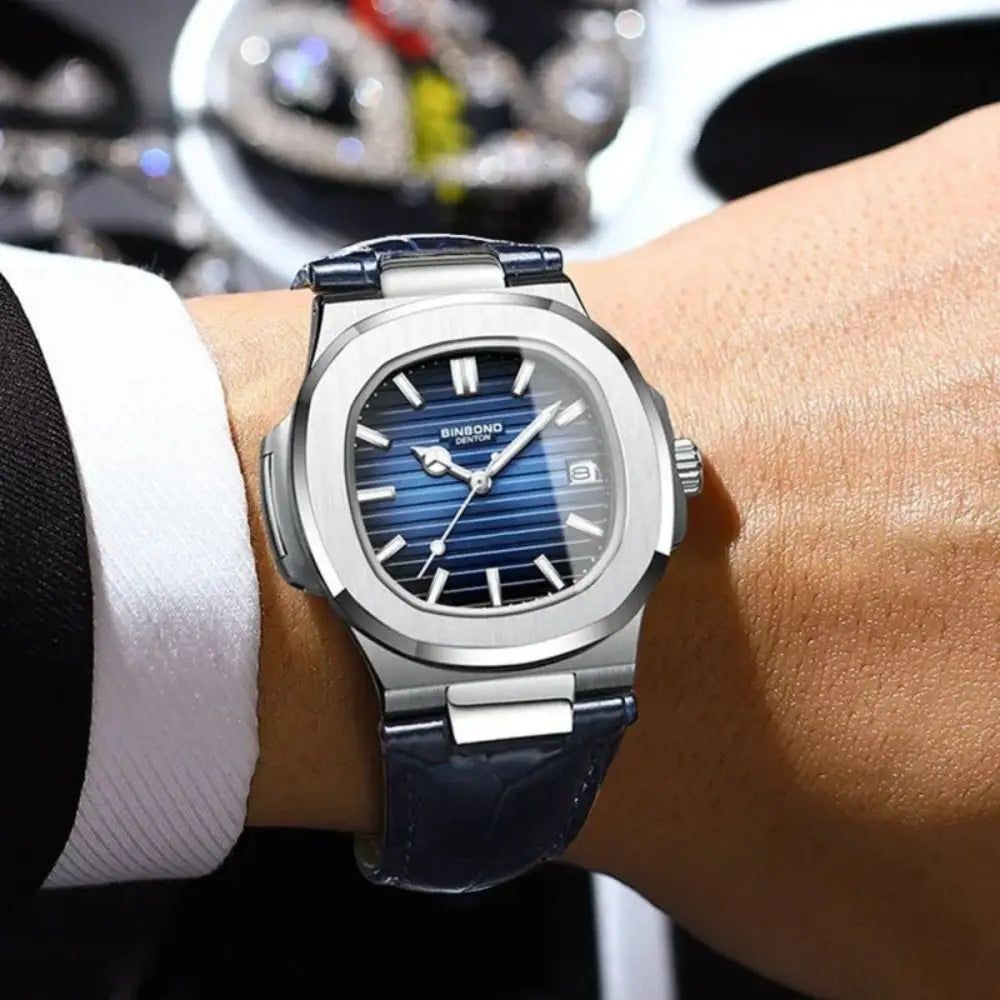 Men’s Black Leather Watch – Westline Luxe - Men’s Black Leather Watch – Westline Luxe