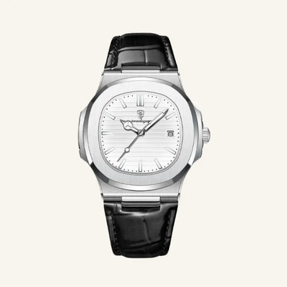 Men’s Black Leather Watch – Westline Luxe - White - Men’s Black Leather Watch – Westline Luxe