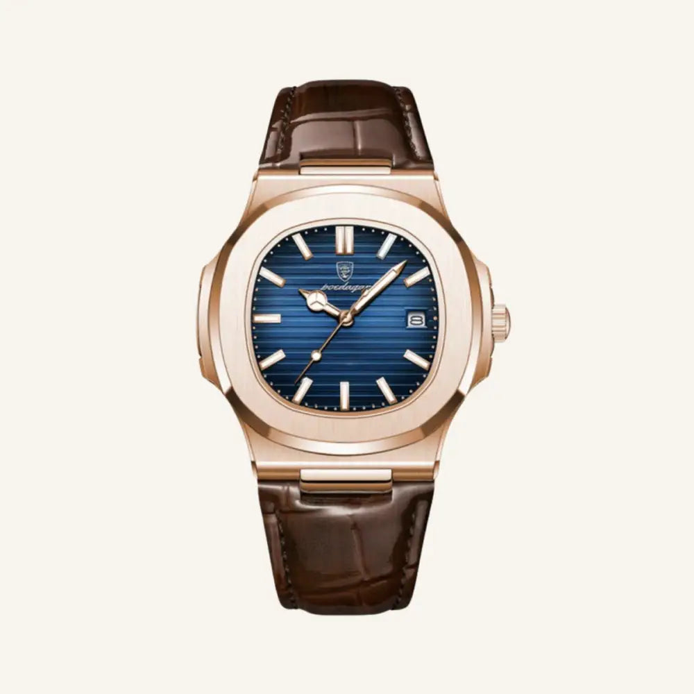 Men’s Brown Leather Watch – Westline Luxe - Blue - Men’s Brown Leather Watch – Westline Luxe