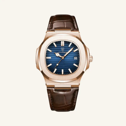 Men’s Brown Leather Watch – Westline Luxe - Blue - Men’s Brown Leather Watch – Westline Luxe