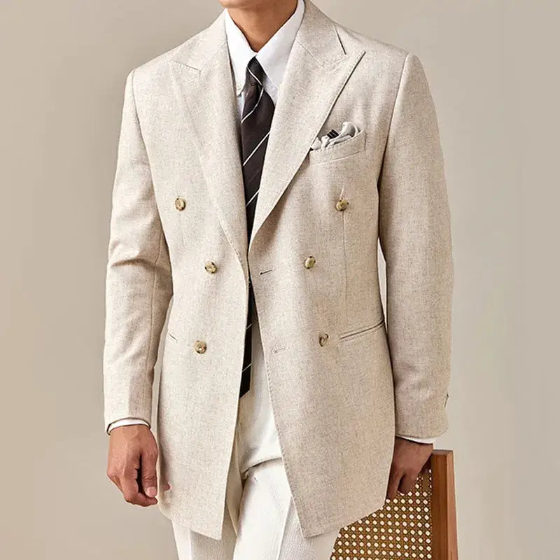 Men’s Double-Breasted Heritage Blazer – Old Money Edition - Beige / S - Men’s Double-Breasted Heritage Blazer – Old