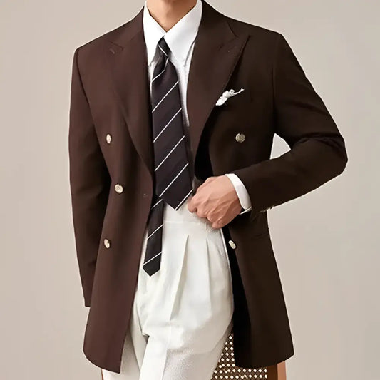 Men’s Double-Breasted Heritage Blazer – Old Money Edition - Brown / S - Men’s Double-Breasted Heritage Blazer – Old