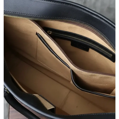 Men’s Full-Grain Leather Briefcase - Black - Men’s Full-Grain Leather Briefcase