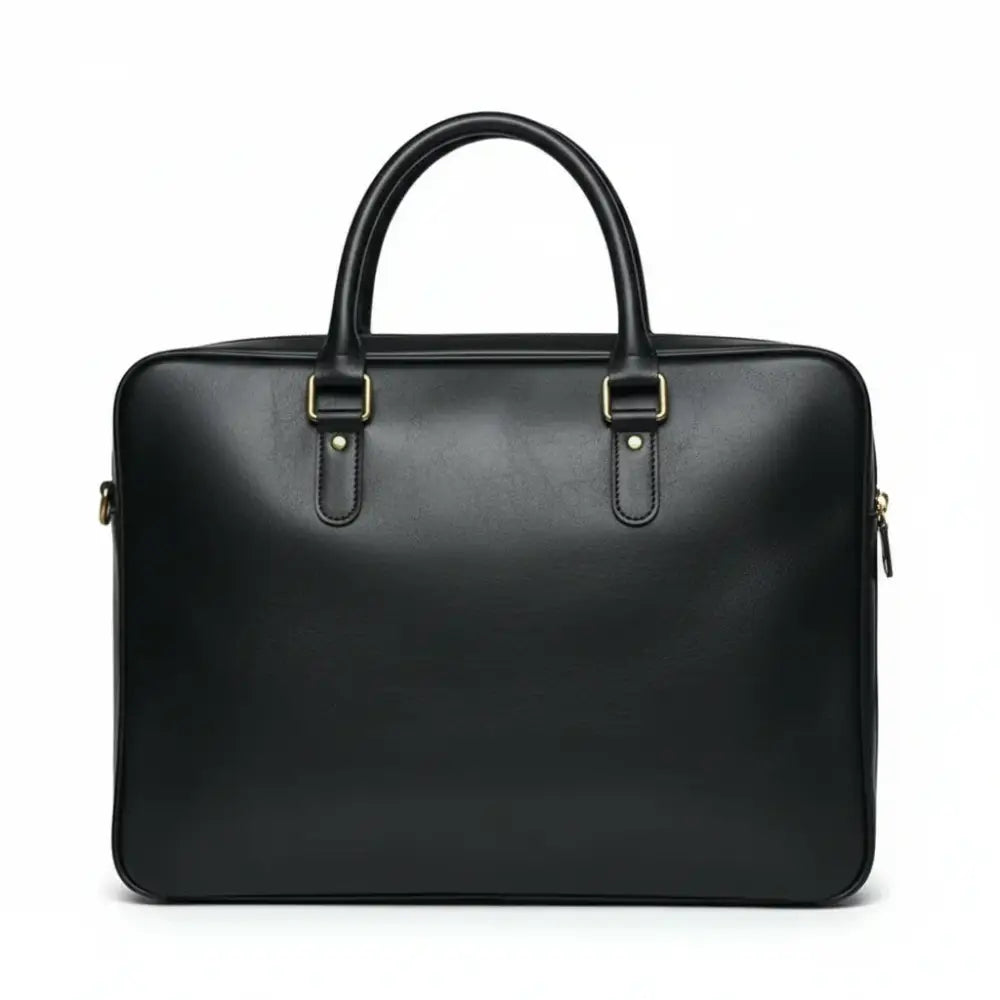 Men’s Full-Grain Leather Briefcase - Black - Men’s Full-Grain Leather Briefcase