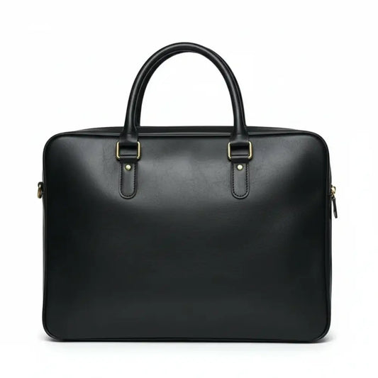 Men’s Full-Grain Leather Briefcase - Black - Men’s Full-Grain Leather Briefcase