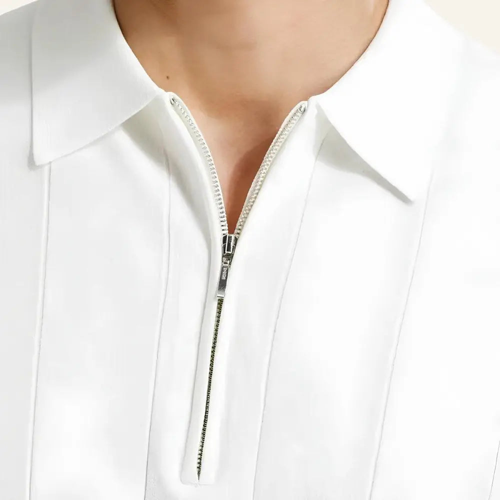 Men’s Half-Zip Polo Shirt – Old Money Valence - Men’s Half-Zip Polo Shirt – Old Money Valence