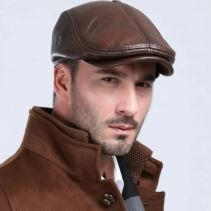 Men’s Heritage Leather Ivy Cap – Old Money Essential - Men’s Leather Flat Cap