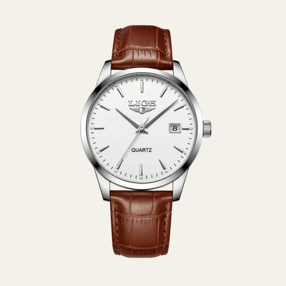 Men’s Leather Watch – Santerro - White and Silver - Men’s Leather Watch – Santerro