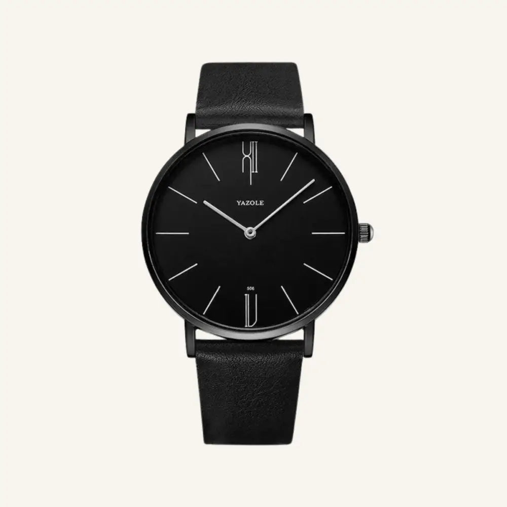 Men’s Leather Watch – Westline Old Money - Black/Black - Men’s Leather Watch – Eastline Old Money