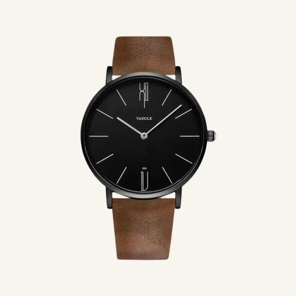 Men’s Leather Watch – Westline Old Money - Brown/Black - Men’s Leather Watch – Eastline Old Money