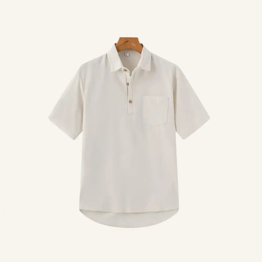 Men’s Linen Polo Shirt – Casablanca - Beige / S - Men’s Linen Polo Shirt – Casablanca