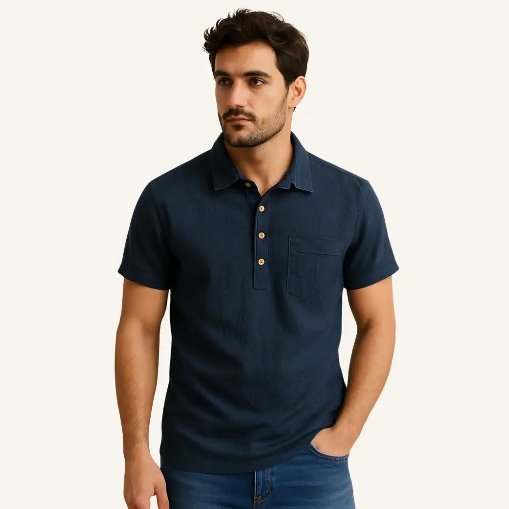 Men’s Linen Polo Shirt – Salerno - Men’s Linen Polo Shirt – Salerno