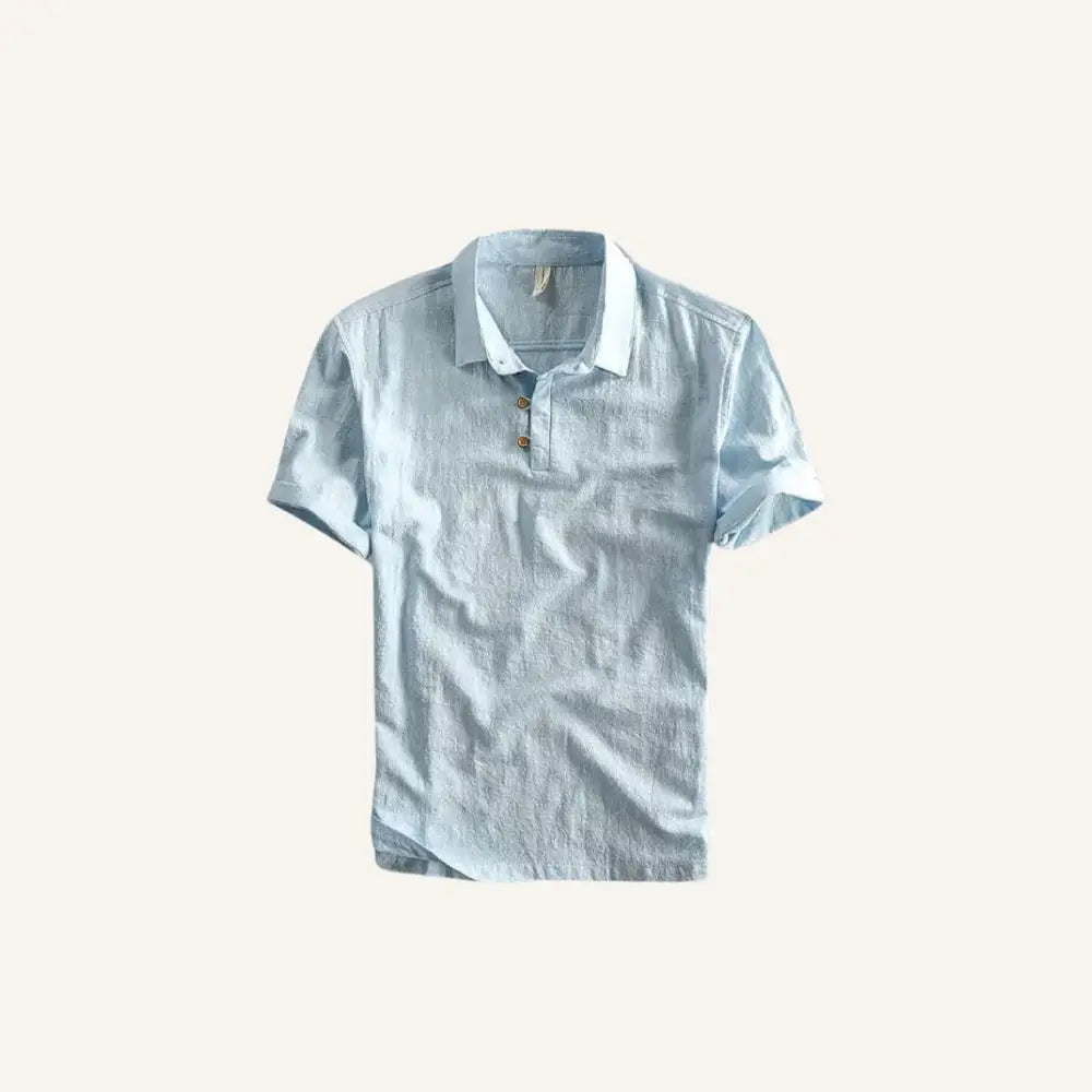 Men’s Linen Polo Shirt – Salerno - Light Blue / S - Men’s Linen Polo Shirt – Salerno