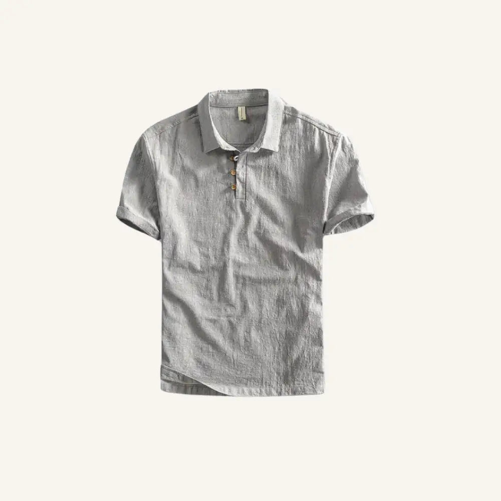 Men’s Linen Polo Shirt – Salerno - Light Gray / S - Men’s Linen Polo Shirt – Salerno