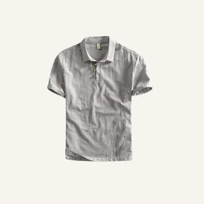 Men’s Linen Polo Shirt – Salerno - Light Gray / S - Men’s Linen Polo Shirt – Salerno