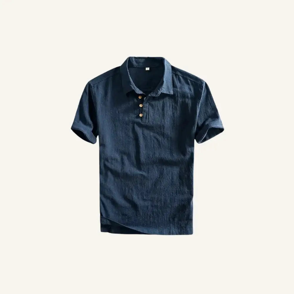 Men’s Linen Polo Shirt – Salerno - Navy Blue / S - Men’s Linen Polo Shirt – Salerno