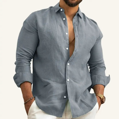 Men’s Linen Shirt – Verano - Gray / S - Men’s Linen Shirt – Verano