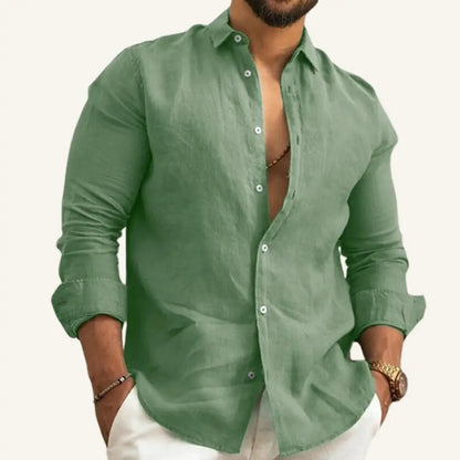 Men’s Linen Shirt – Verano - Green / S - Men’s Linen Shirt – Verano