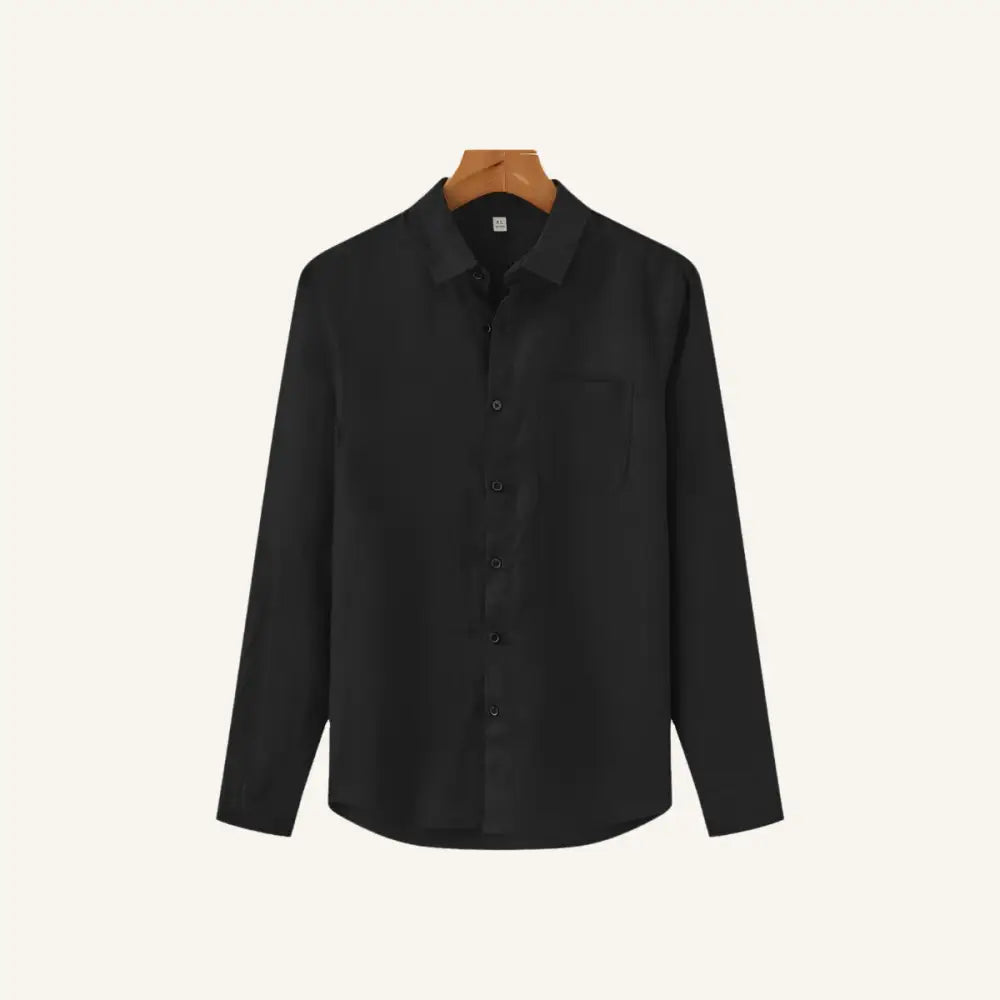 Men’s Long Sleeve Linen Shirt – Milford - Black / S - Men’s Long Sleeve Linen Shirt – Milford