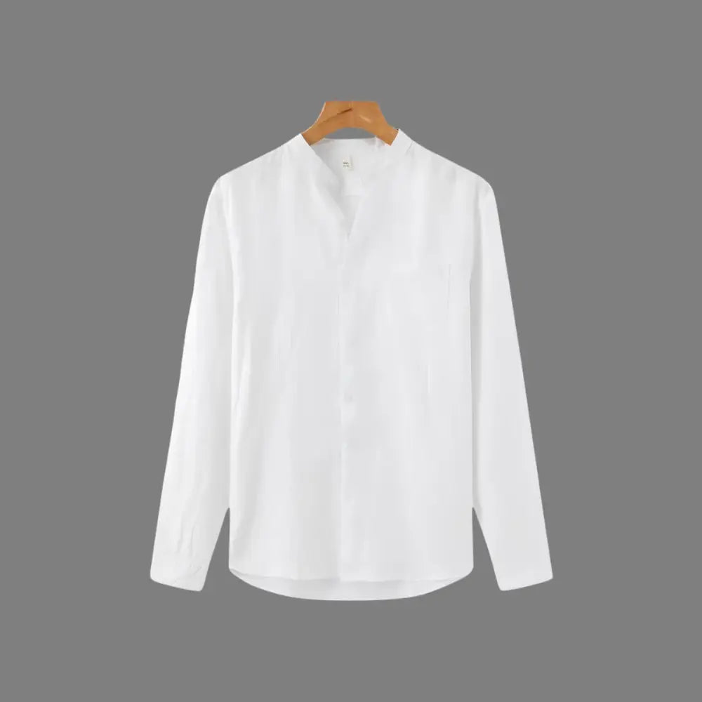 Men’s Long Sleeve Linen Shirt – Milford - White / S - Men’s Long Sleeve Linen Shirt – Milford