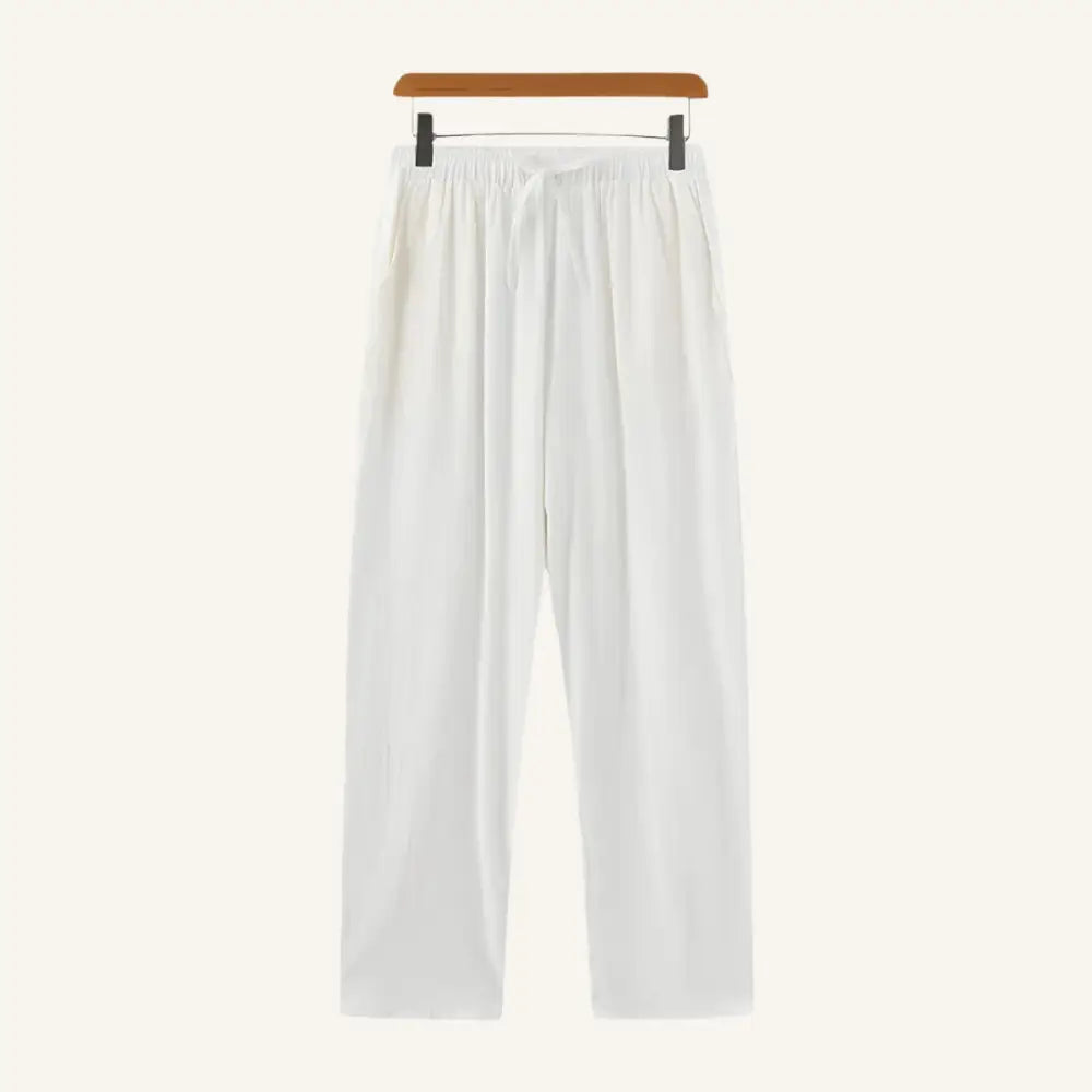 Men’s Old Money Linen Pants – Milford - White / 28 - Men’s Old Money Linen Pants – Milford