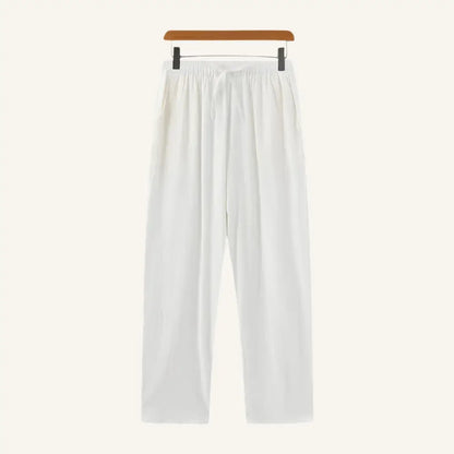 Men’s Old Money Linen Pants – Milford - White / 28 - Men’s Old Money Linen Pants – Milford