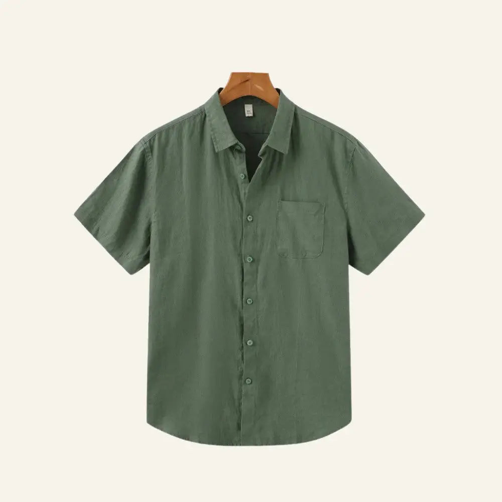 Men’s Old Money Linen Shirt – Milford - Green / S - Men’s Old Money Linen Shirt – Milford