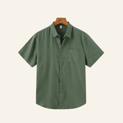 Men’s Old Money Linen Shirt – Milford - Green / S - Men’s Old Money Linen Shirt – Milford