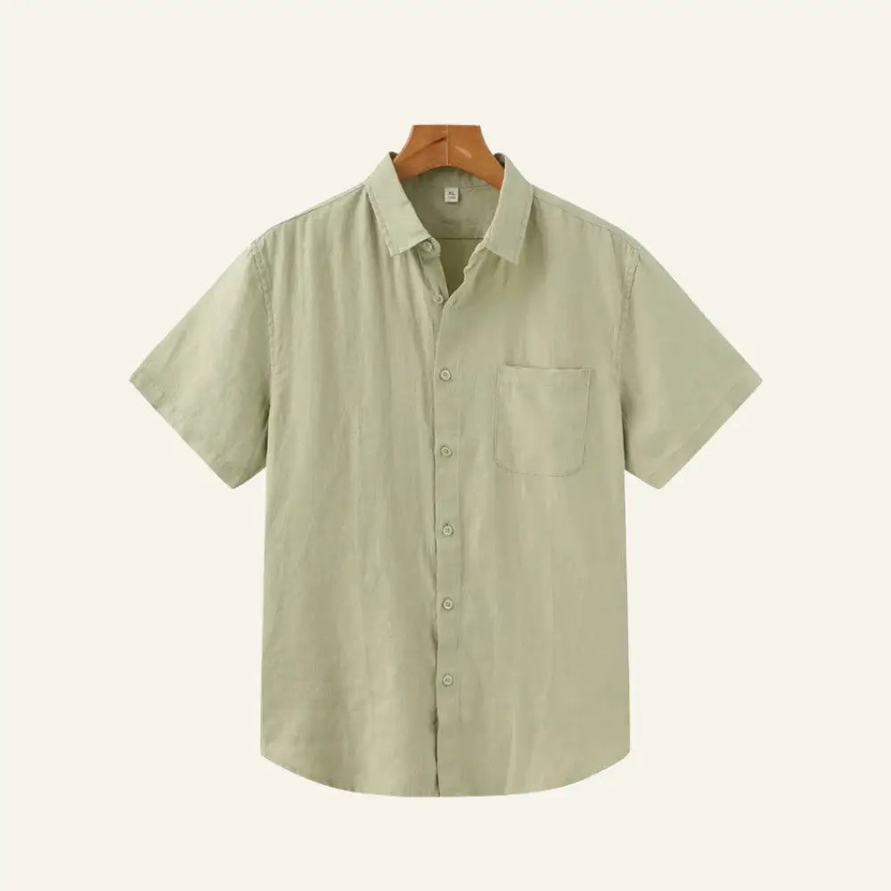 Men’s Old Money Linen Shirt – Milford - Light Green / S - Men’s Old Money Linen Shirt – Milford