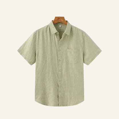 Men’s Old Money Linen Shirt – Milford - Light Green / S - Men’s Old Money Linen Shirt – Milford
