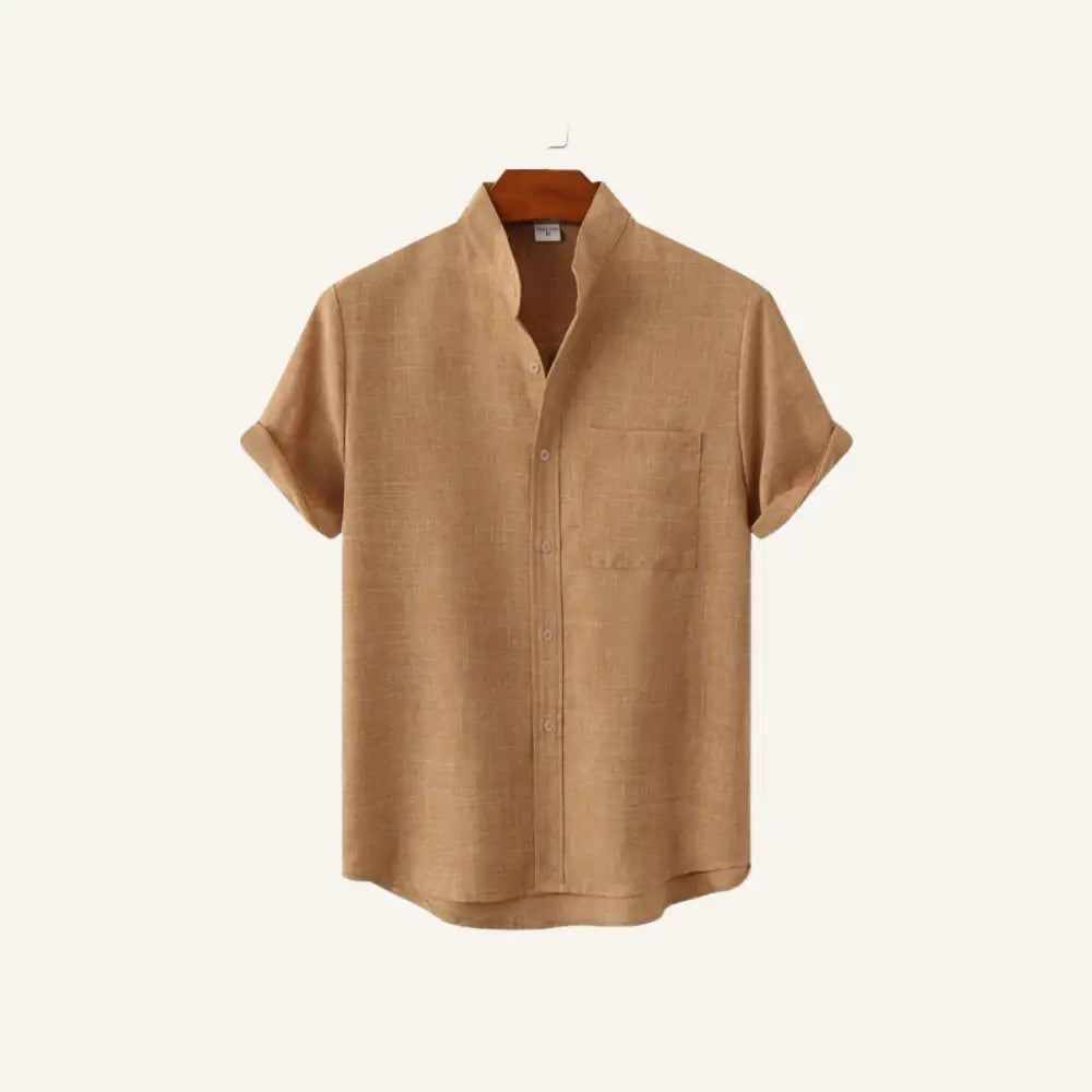 Men’s Old Money Linen Shirt – Richelieu - Light Brown / S - Men’s Old Money Linen Shirt – Richelieu