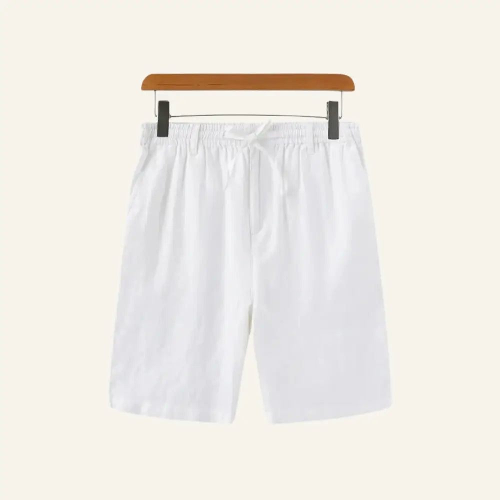 Men’s Old Money Linen Shorts – Milford - White / S - Men’s Old Money Linen Shorts – Milford