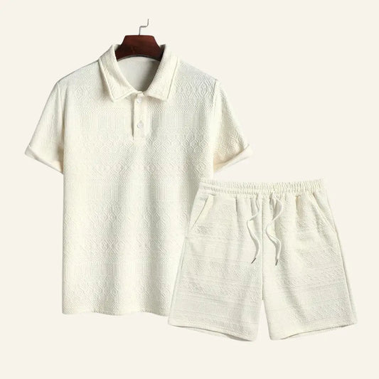 Men’s Old Money Set – Jacquard Geometrik - White / S - Men’s Old Money Set – Jacquard Geometrik