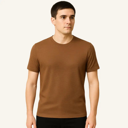 Men’s Old Money Textured Basic T-Shirt – Belmont Green - Brown / S - Men’s Old Money Textured Basic T-Shirt – Belmont