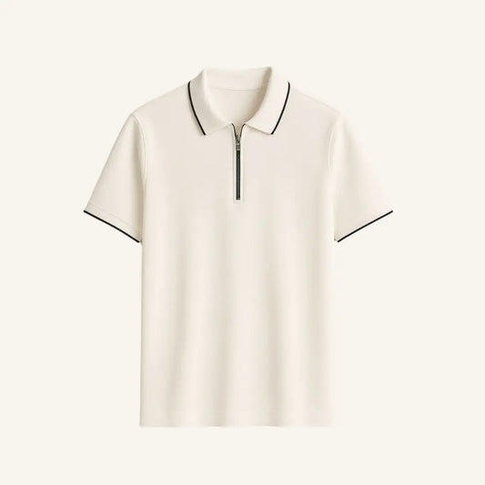 Men’s Old Money Zip Polo Shirt – Manttan - White / S - Men’s Old Money Zip Polo Shirt – Manttan