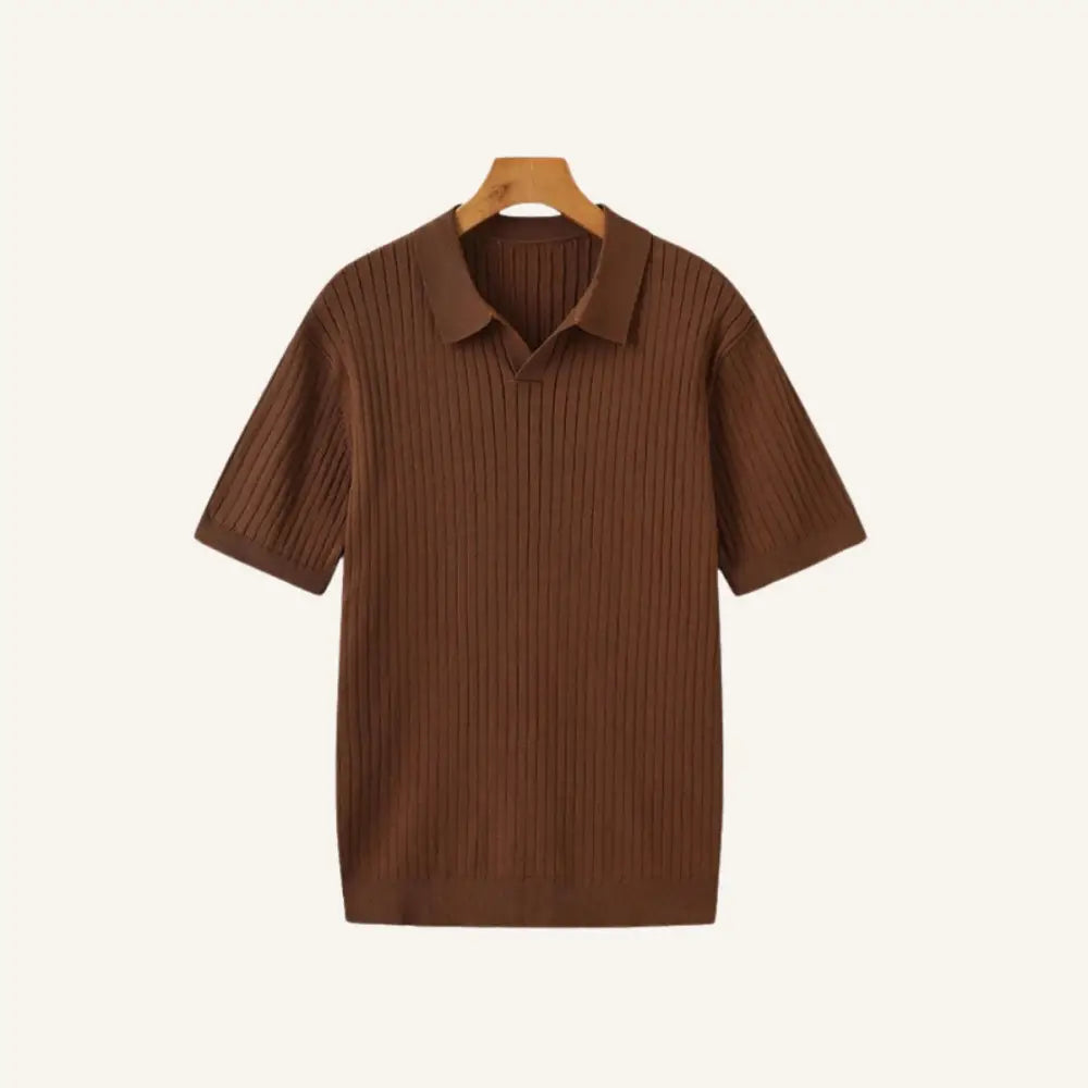 Men’s Premium Ribbed Polo Shirt – Sollome - Brown / S - Men’s Premium Ribbed Polo Shirt – Sollome