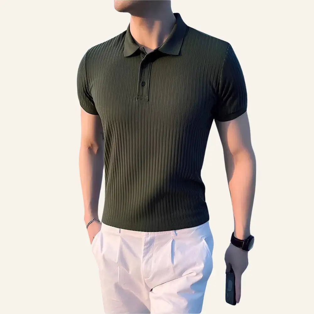Men’s Ribbed Knit Polo Shirt – Bourton - Men’s Ribbed Knit Polo Shirt – Bourton