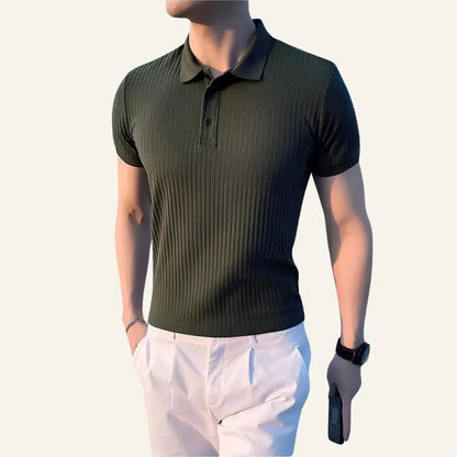 Men’s Ribbed Knit Polo Shirt – Bourton - Men’s Ribbed Knit Polo Shirt – Bourton