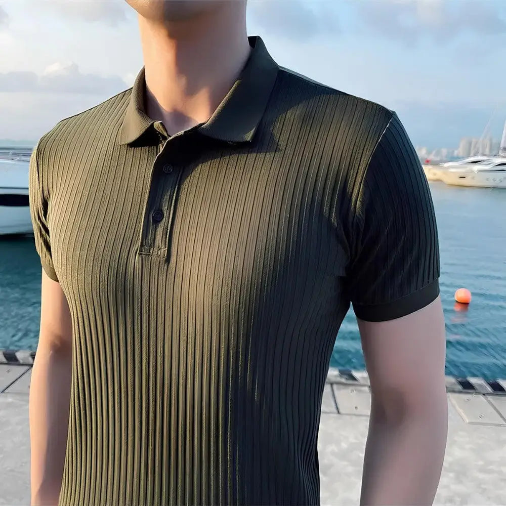 Men’s Ribbed Knit Polo Shirt – Bourton - Men’s Ribbed Knit Polo Shirt – Bourton