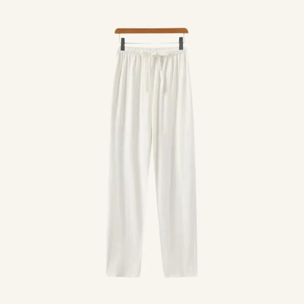 Men’s Slim Fit Linen Pants – Milford - White / 28 - Men’s Slim Fit Linen Pants – Milford
