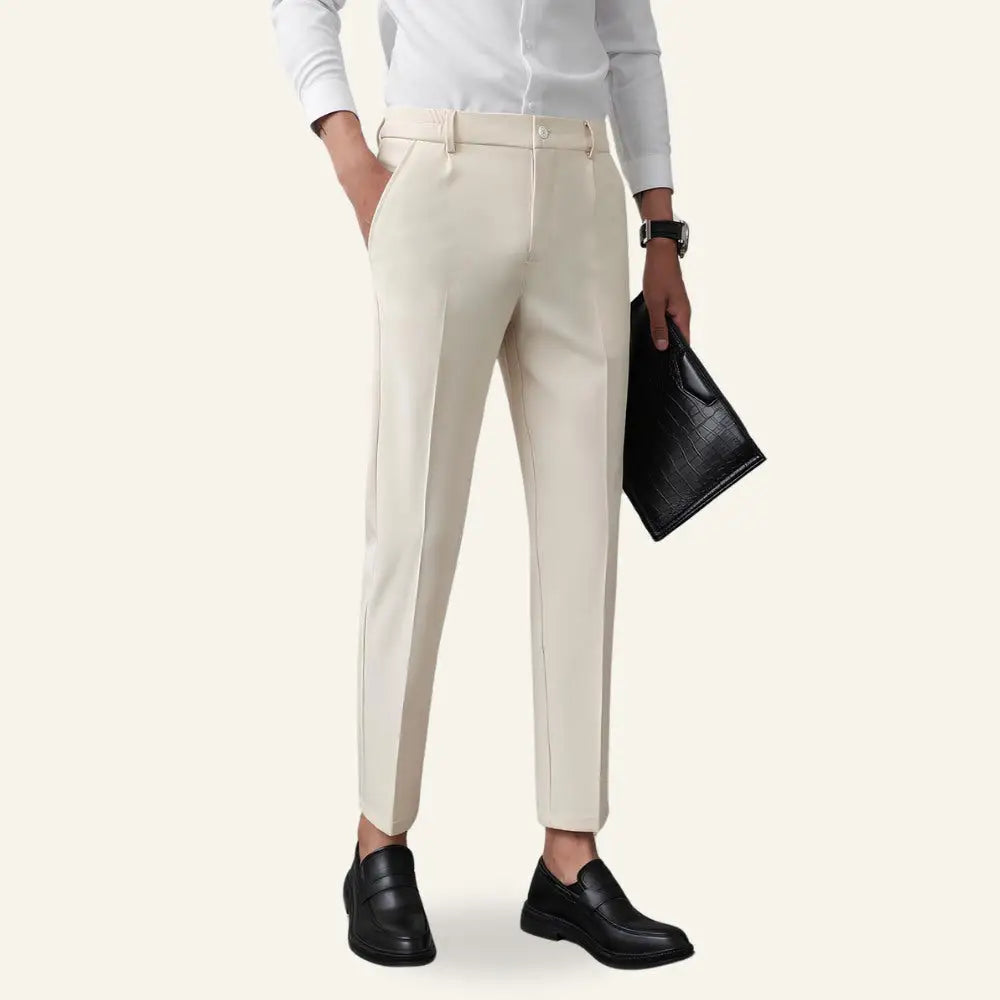 Men’s Slim Fit Old Money Anti-Wrinkle Pants – Darvon - Beige / 28 - Men’s Slim Fit Old Money Anti-Wrinkle Pants – Darvon