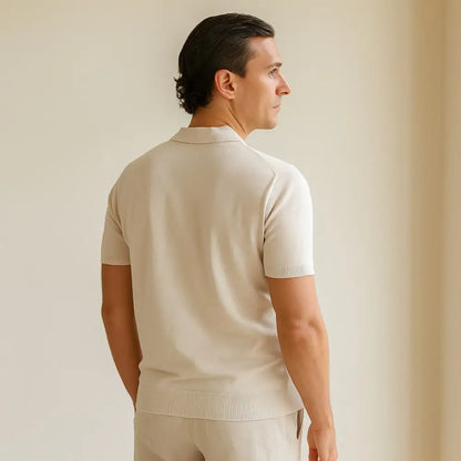 Men’s Striped Knit Polo Shirt – Montelle - Men’s Striped Knit Polo Shirt – Montelle