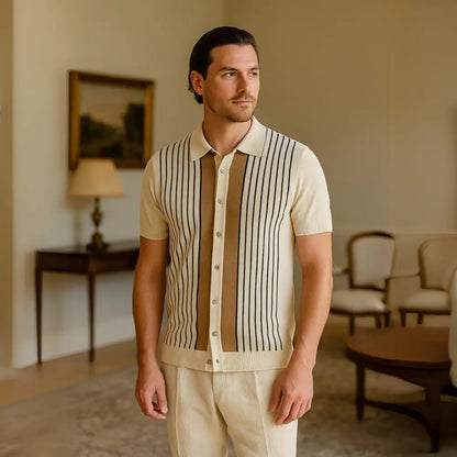Men’s Striped Knit Polo Shirt – Montelle - Men’s Striped Knit Polo Shirt – Montelle