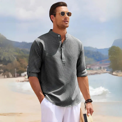 Men’s Striped Linen Shirt – Old Money Ascot - Men’s Striped Linen Shirt – Old Money Ascot