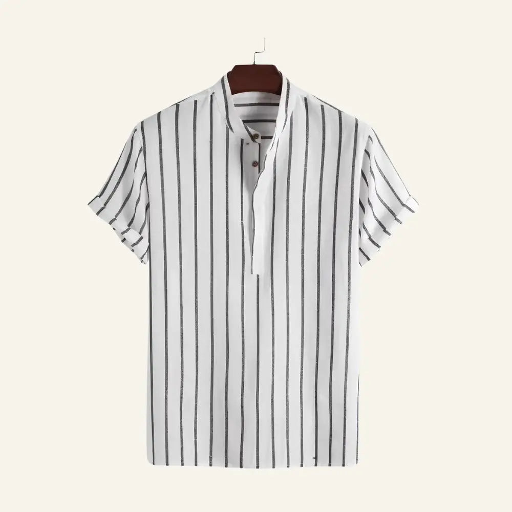 Men’s Striped Shirt – Old Money Carvell - White / S - Men’s Striped Shirt – Old Money Carvell
